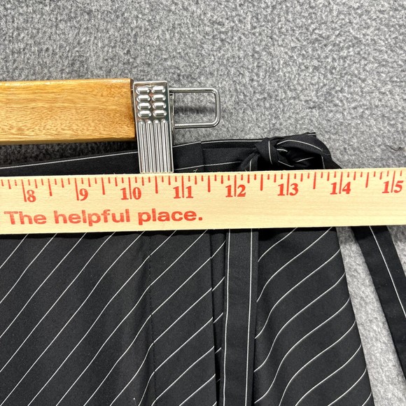 ANN TAYLOR Skirt Womens Size 2 Black Striped Embroidered Floral A-Line Wrap - Picture 6 of 13